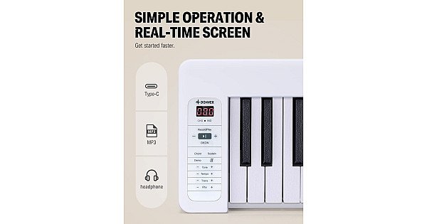 Donner DP 06 Folding Bluetooth Piano 61 Keys Sensitive Travel